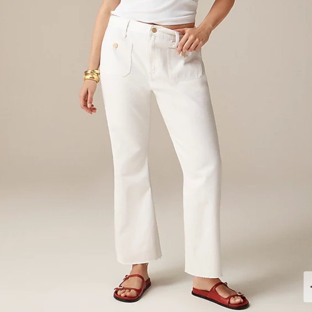 J. CREW Sailor mid-rise relaxed demi-boot jean in white